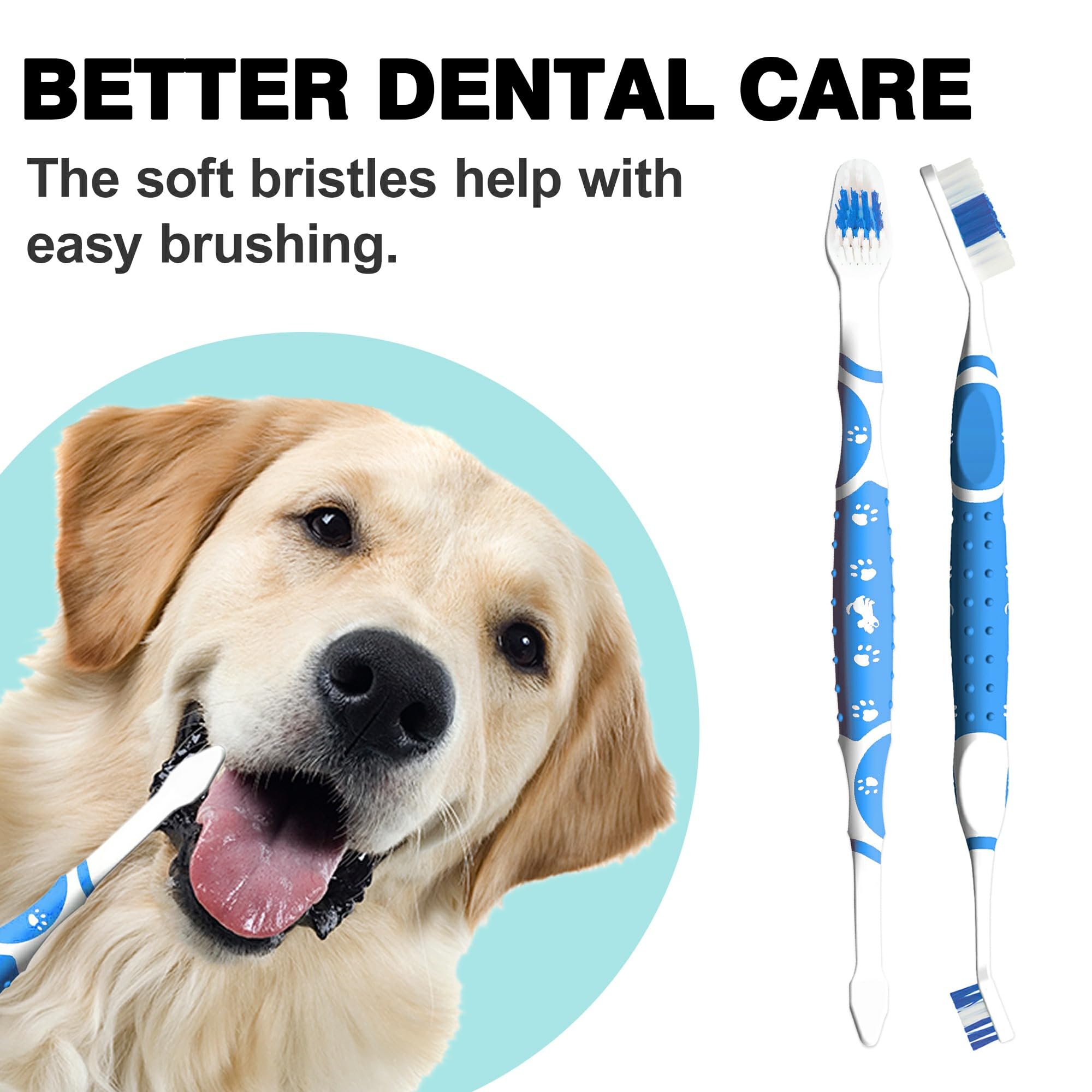 Leoezx™ Double Headed Pet Dog Toothbrush (Blue*2)，Original Design 12° Double-Headed Brush Head, Pet Toothbrush for Small and Large Dogs & Cats, Essential for Cleaning Teeth