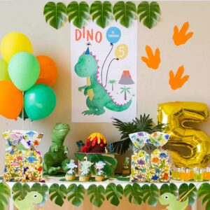 HIBILDER 50Pcs Dinosaur Birthday Party Favor Bags - Cellophane Treat Candy Gift Bags Dinosaur Goodie Bags Dinosaur Birthday Party Supplies