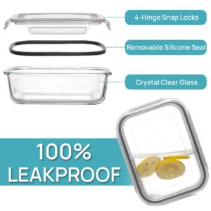 Vtopmart 10Pack 22oz Glass Meal Prep Containers Sets, Food Storage Containers with Airtight Lids, Glass Lunch Containers for Fruits, Leftover, Snack, Safe for Microwave, Oven, Freezer and Dishwasher