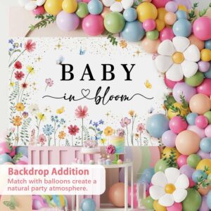 Baby in Bloom Backdrop Banner Baby Shower Decorations for Girls, Large Size 3 x 5Ft Wildflower Baby in Bloom Backdrop Banner Party Supplies