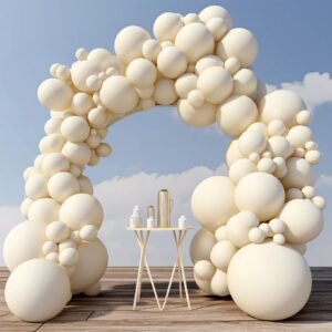 100pcs White Sand Balloons Latex Cream Balloons for Balloon Garland Arch Kit for Birthday Party Wedding Balloon Graduation Baby Shower Decoration