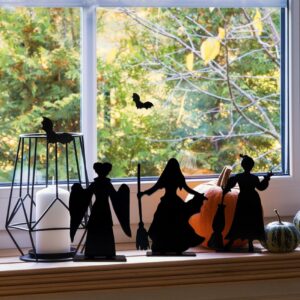 Hocus Pocus Halloween Wooden Table Decorations, 3pcs Black Wooden Table Centerpieces Trick or Treat Witches Table Topper for Halloween Party Decor