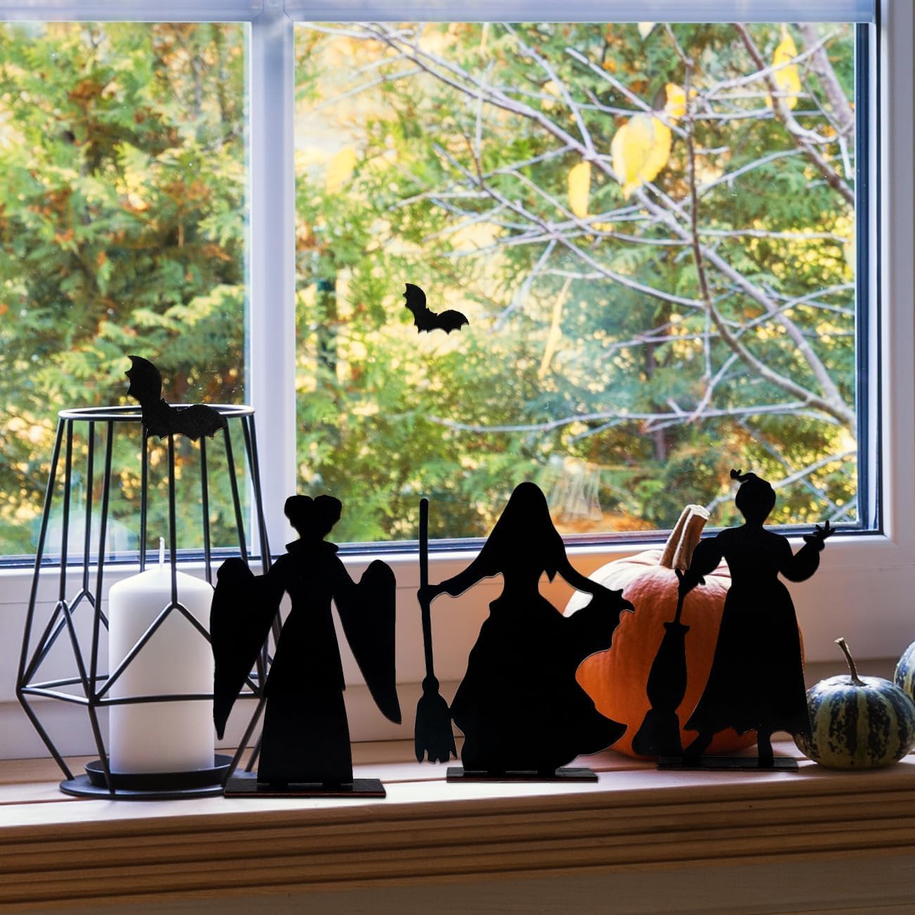 Hocus Pocus Halloween Wooden Table Decorations, 3pcs Black Wooden Table Centerpieces Trick or Treat Witches Table Topper for Halloween Party Decor