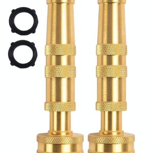 Garden Hose Nozzle, CM CUMIZON Solid Brass Heavy Duty Adjustable Twist Hose Nozzle, High Pressure Water Hose Sprayer Nozzle, 2 Pack