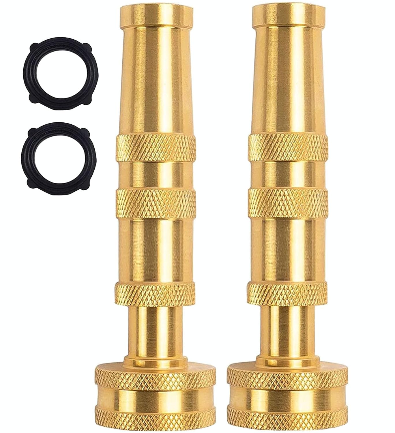 Garden Hose Nozzle, CM CUMIZON Solid Brass Heavy Duty Adjustable Twist Hose Nozzle, High Pressure Water Hose Sprayer Nozzle, 2 Pack