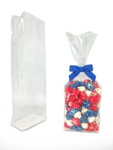 fenton gusseted flat bottom cellophane bopp bags with paper insert, 50pcs 3.5x2.25x12 inches cellophane bags gusseted, transparent, 61pbgf