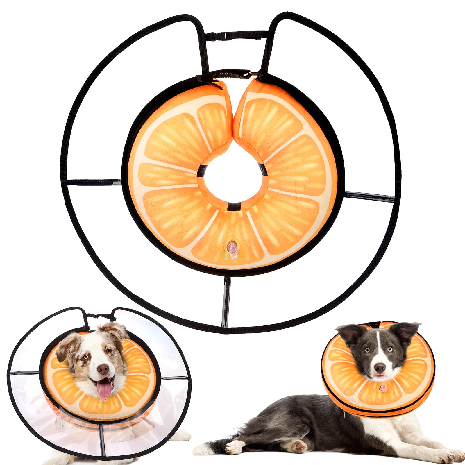 KOOLTAIL Inflatable Dog Cone Collar, Protective Dog Recovery E Collar for Medium Large Dogs After Surgery, Soft Adjustable Dog Neck Donut Cone with Enhanced Anti-Licking Does Not Impede Vision, L