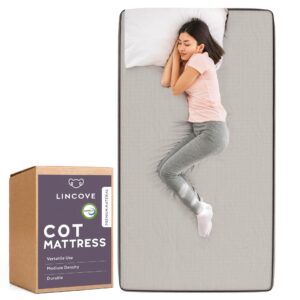 Lincove Premium 6-Inch Thick Foam Mattress with Durable Fabric Cover – Ideal for RV, Cot, Guest Bedroom - Folding Bed & Daybed - CertiPUR-US Certified –Made in USA Size: 36"x74"x6" - Color: Grey