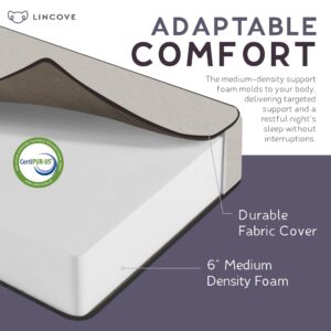 Lincove Premium 6-Inch Thick Foam Mattress with Durable Fabric Cover – Ideal for RV, Cot, Guest Bedroom - Folding Bed & Daybed - CertiPUR-US Certified –Made in USA Size: 36"x74"x6" - Color: Grey