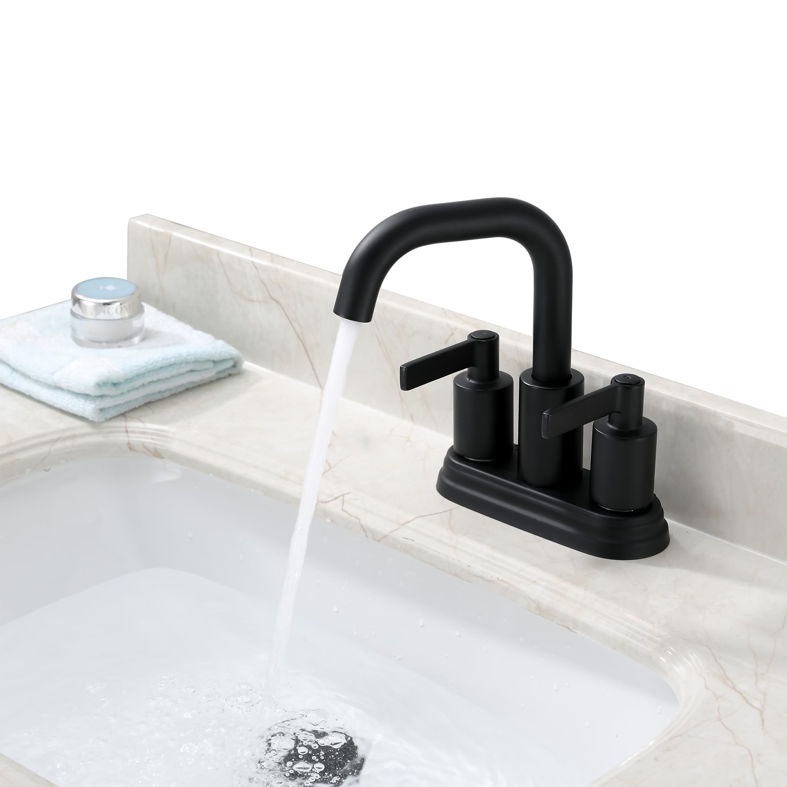 Derengge Centerset Bathroom Faucet and 4-Piece Bath Accessory Set,Matte Black,CB-0545-MT