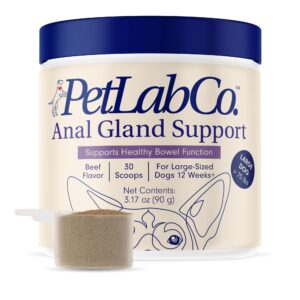 petlab co. anal gland support tailored powder – supports anal gland health and optimizes stool consistency - easy to use - helps target scooting & fishy rears – for large dogs