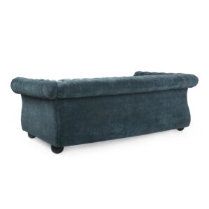 Merax 3-Seat Sofa with Wooden Legs and Tufted Backrest for Living Room, Blue