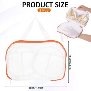 cobee 2 Pack Bra Laundry Bags for Washing Machine Lingerie, Mesh Wash Bag For Bras with Handle, Non-Deform 3D Protector Bra Laundry Bag for Women Underwear Brassiere Delicates A to C Cups(Orange)