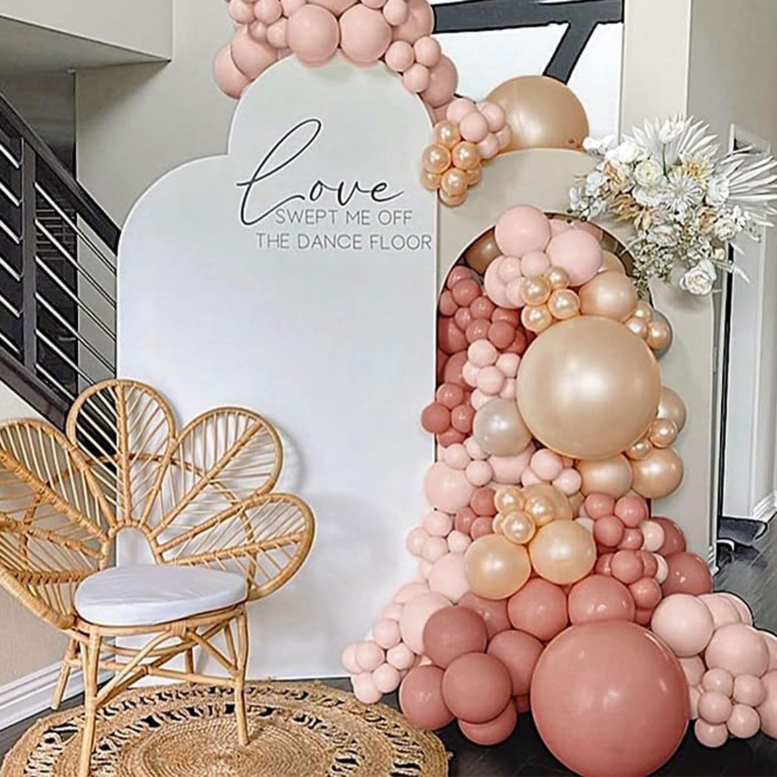 Retro Blush Pink Balloon Arch Kit-Dusty Pink Cream Peach White Sand Balloon Garland,Boho Pastel Pink Balloons Party Decorations for Girl's Baby Shower,Kid's Birthday Party,Wedding Bridal 109PCS