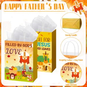 Motiskyy 30 Pcs Thanksgiving Day Gift Bags Religious Paper Bags with Handles Fall Gift Bags Fall Christian Jesus Treat Gift Bag for Harvest Party VBS Church Supplies Decoration, 8.3 x 5.9 x 3.2 Inch