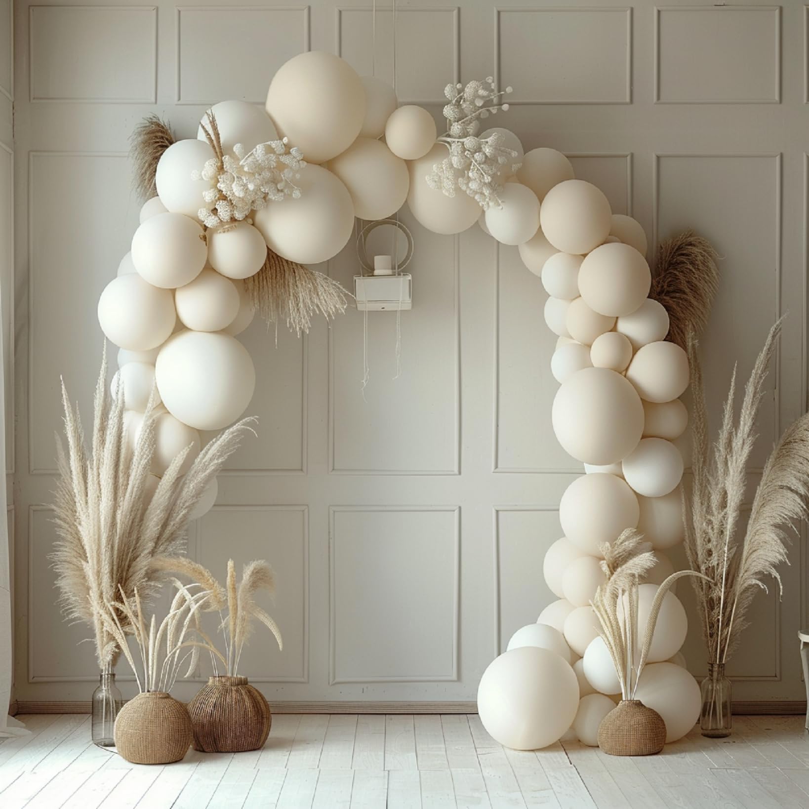 100pcs White Sand Balloons Latex Cream Balloons for Balloon Garland Arch Kit for Birthday Party Wedding Balloon Graduation Baby Shower Decoration