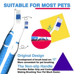 Leoezx™ Double Headed Pet Dog Toothbrush (Blue*2)，Original Design 12° Double-Headed Brush Head, Pet Toothbrush for Small and Large Dogs & Cats, Essential for Cleaning Teeth