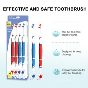 Leoezx™ Professional Pet Toothbrush(4Pcs), Dog & Cat Soft Bristle Double-Sided Brush Head Set, Pet Brushing Teeth to Clean Teeth to Reduce Tartar Buildup, Pet Dental Care Essentials