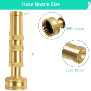 Garden Hose Nozzle, CM CUMIZON Solid Brass Heavy Duty Adjustable Twist Hose Nozzle, High Pressure Water Hose Sprayer Nozzle, 2 Pack