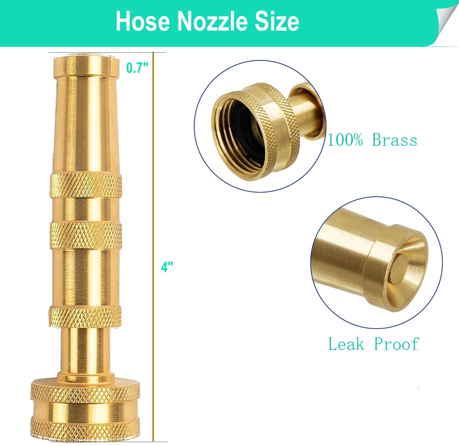 Garden Hose Nozzle, CM CUMIZON Solid Brass Heavy Duty Adjustable Twist Hose Nozzle, High Pressure Water Hose Sprayer Nozzle, 2 Pack