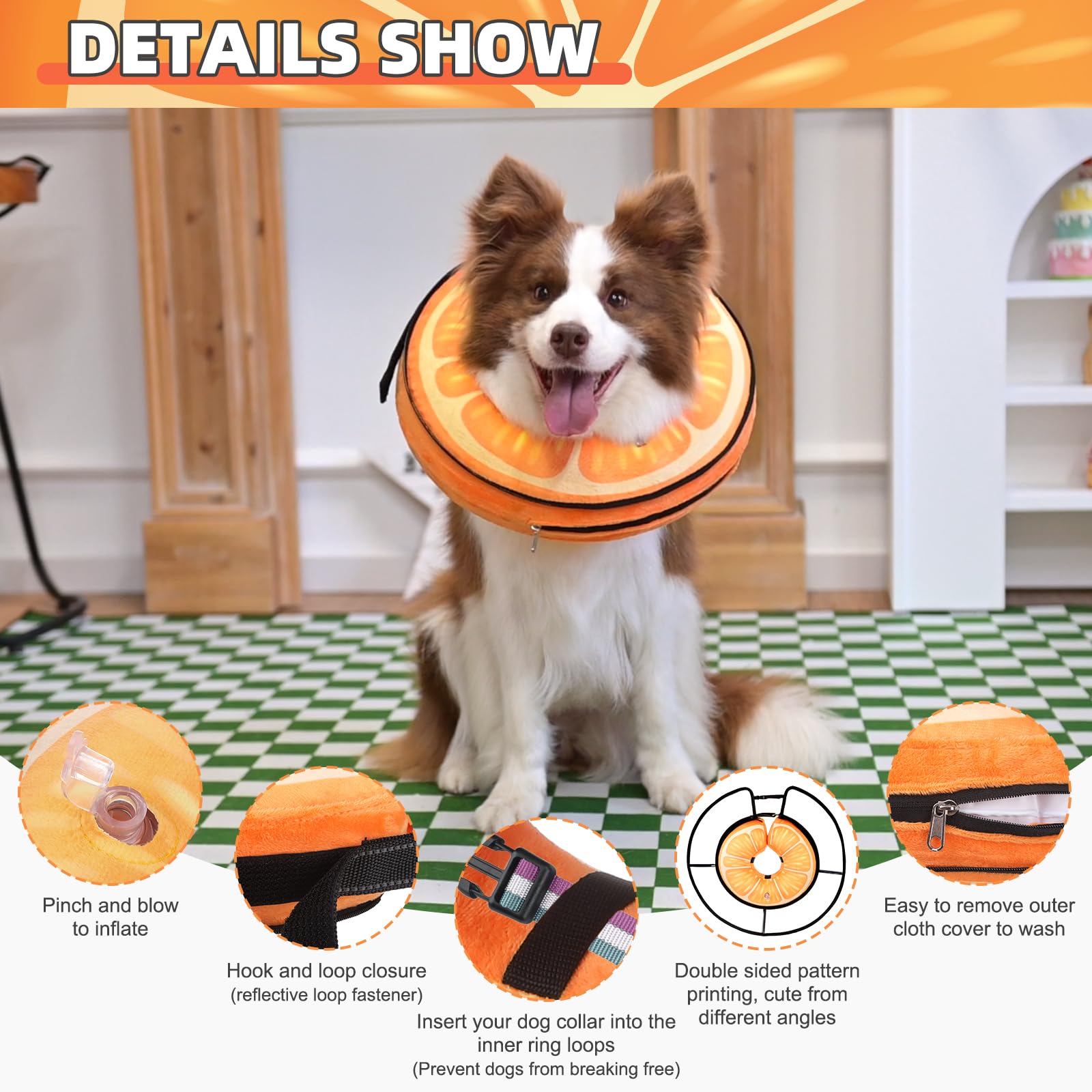 KOOLTAIL Inflatable Dog Cone Collar, Protective Dog Recovery E Collar for Medium Large Dogs After Surgery, Soft Adjustable Dog Neck Donut Cone with Enhanced Anti-Licking Does Not Impede Vision, L