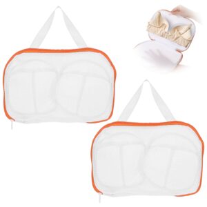 cobee 2 pack bra laundry bags for washing machine lingerie, mesh wash bag for bras with handle, non-deform 3d protector bra laundry bag for women underwear brassiere delicates a to c cups(orange)