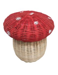 worldbazzar handmade rattan weave mushroom mario forest enchanted gift kids room nest basket wicker bin storage boho nursery shelf decor organizer farm