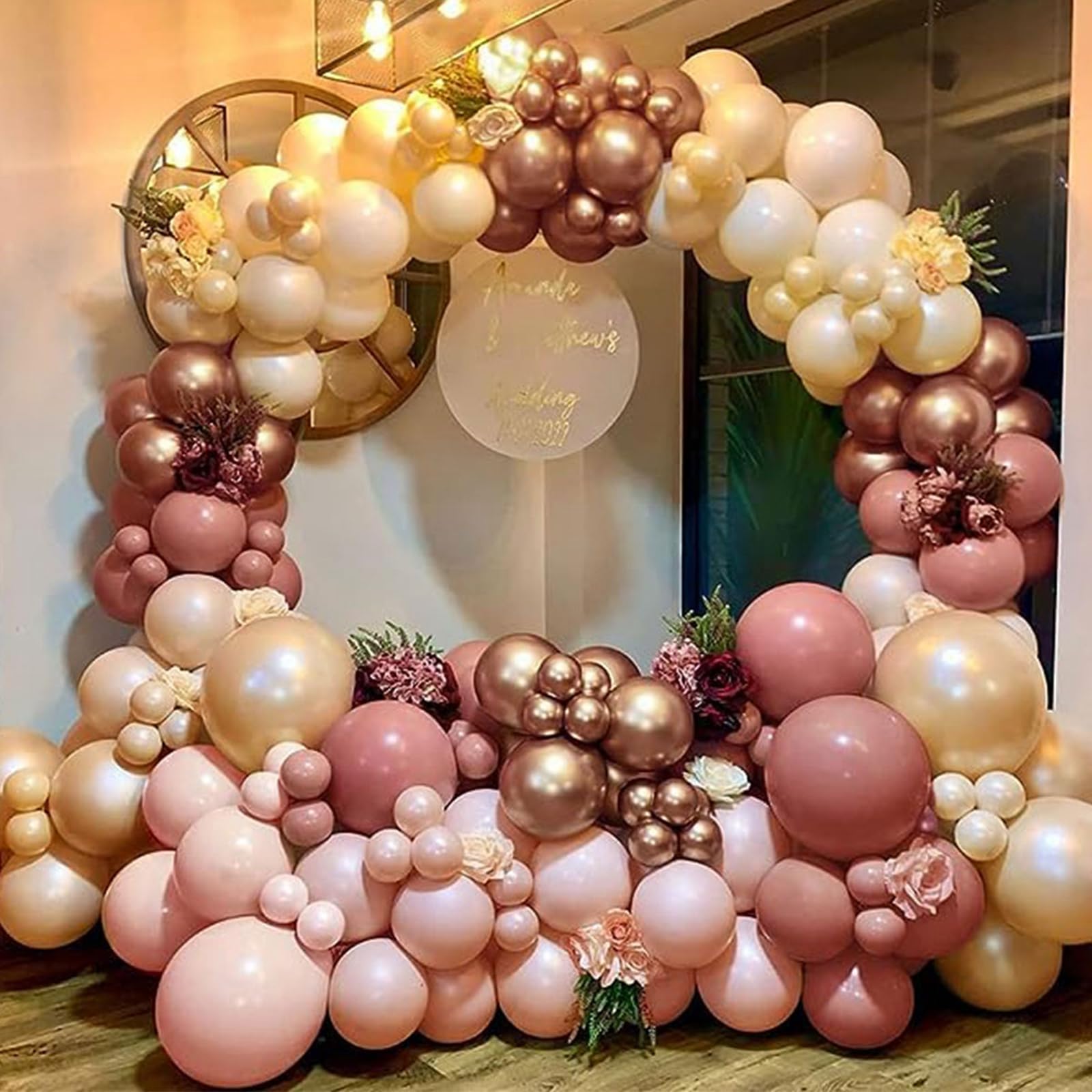 Retro Blush Pink Balloon Arch Kit-Dusty Pink Cream Peach White Sand Balloon Garland,Boho Pastel Pink Balloons Party Decorations for Girl's Baby Shower,Kid's Birthday Party,Wedding Bridal 109PCS