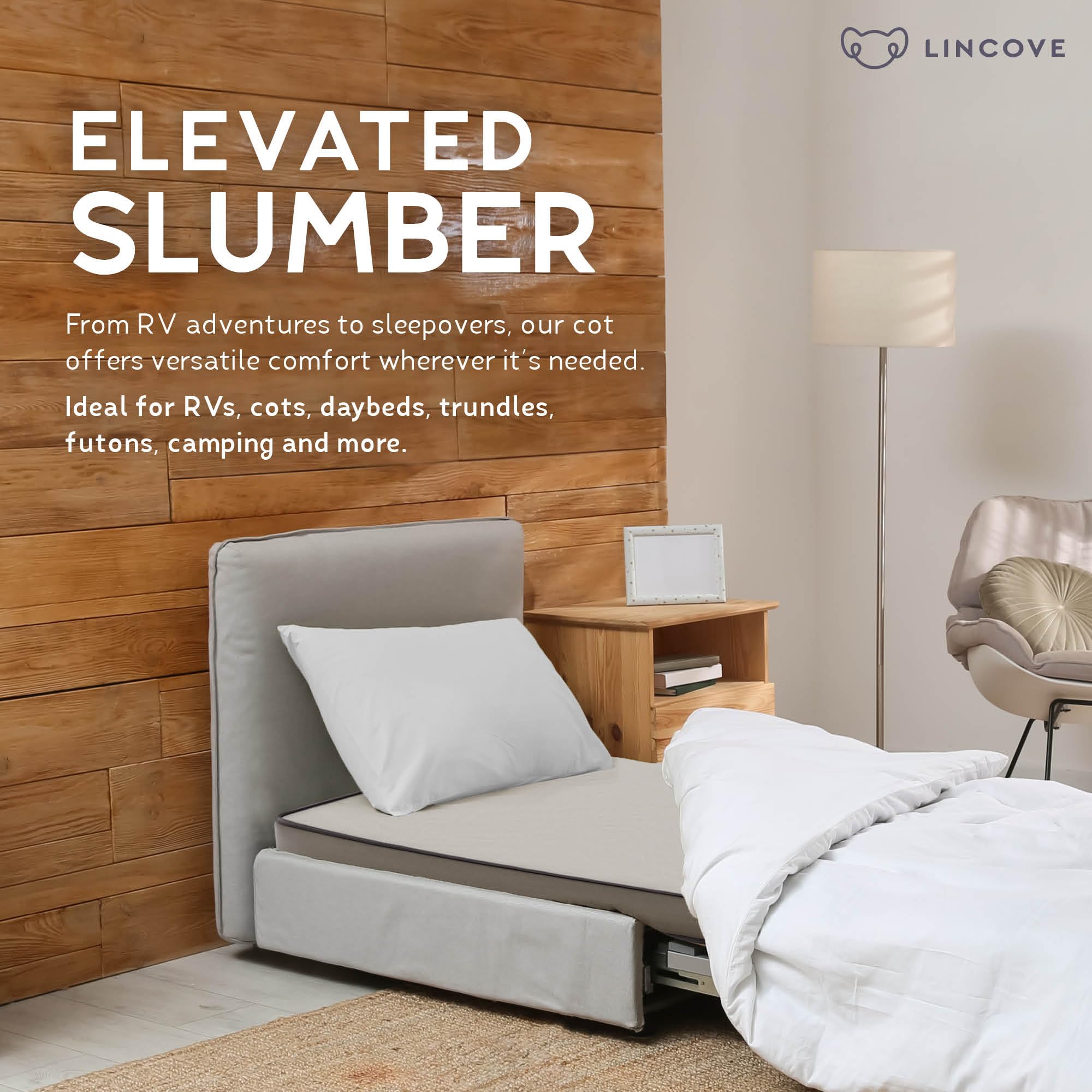 Lincove Premium 6-Inch Thick Foam Mattress with Durable Fabric Cover – Ideal for RV, Cot, Guest Bedroom - Folding Bed & Daybed - CertiPUR-US Certified –Made in USA Size: 36"x74"x6" - Color: Grey