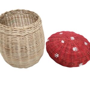 WorldBazzar Handmade Rattan Weave MUSHROOM MARIO Forest Enchanted Gift Kids Room Nest Basket Wicker Bin Storage Boho Nursery Shelf Decor Organizer Farm