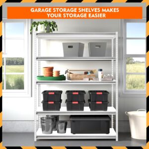 Qerfty 72" Garage Shelving, Garage Storage Shelving, Adjustable 5 Tier Unit Shelving, Heavy Duty Shelving Metal Shelving for Warehouse, Basement,Storage Shelf, 39.4" W * 15.7" D