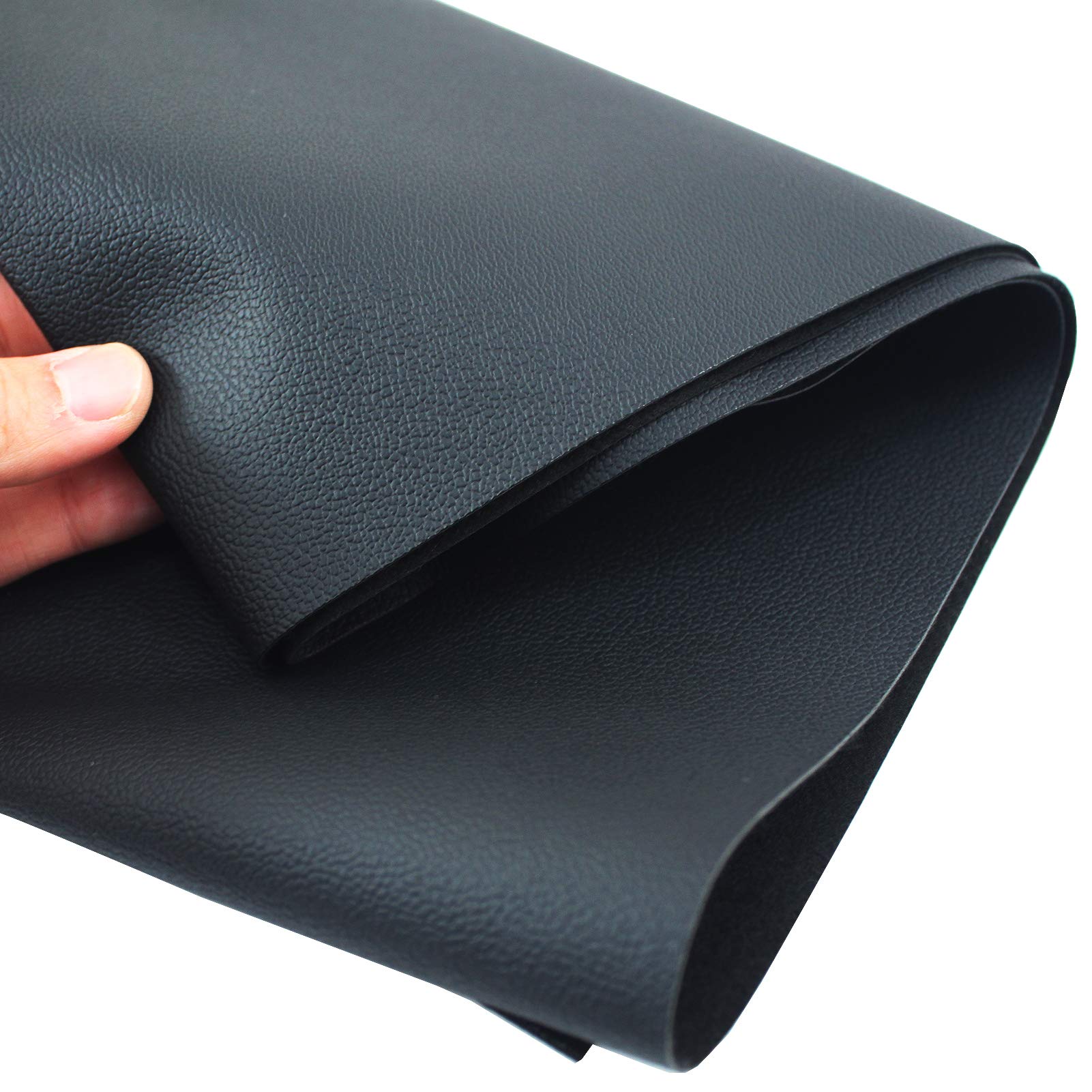 55'' x 40'' PU Faux Synthetic Leather Sheets | 1.1mm Thick | Ideal for Upholstery, DIY Crafts, Hat Making, Hair Crafts, Sewing, Shoe Making (Black)