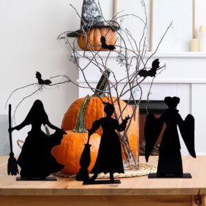 Hocus Pocus Halloween Wooden Table Decorations, 3pcs Black Wooden Table Centerpieces Trick or Treat Witches Table Topper for Halloween Party Decor