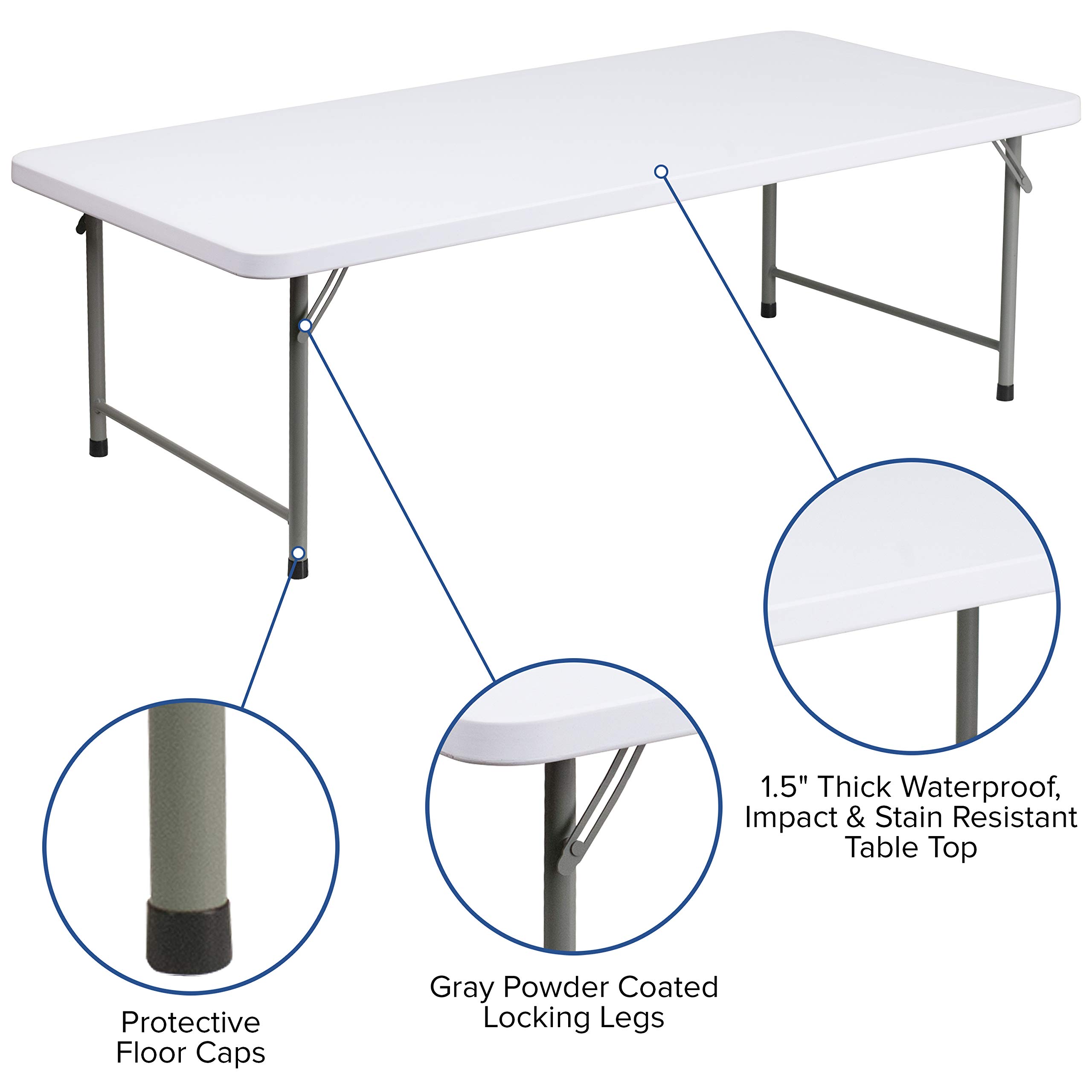 Classroom Essentials 4.93-Foot Kid's Granite White Plastic Folding Table