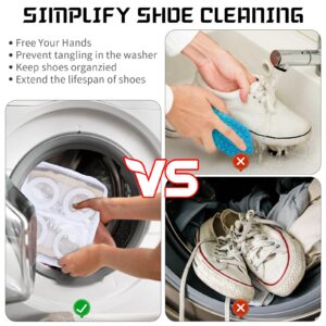 Shoes Washing Machine Bag for Men Size, Double Mesh Sneaker Cleaning Bag Fits Sneaker Up to Size 14, Shoe Laundry Bag for Gym Shoes, Slipper, Flat Shoes (14.5 x 12 x 6 inch) (L-Up to Size 14)