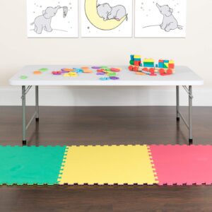 classroom essentials 4.93-foot kid's granite white plastic folding table