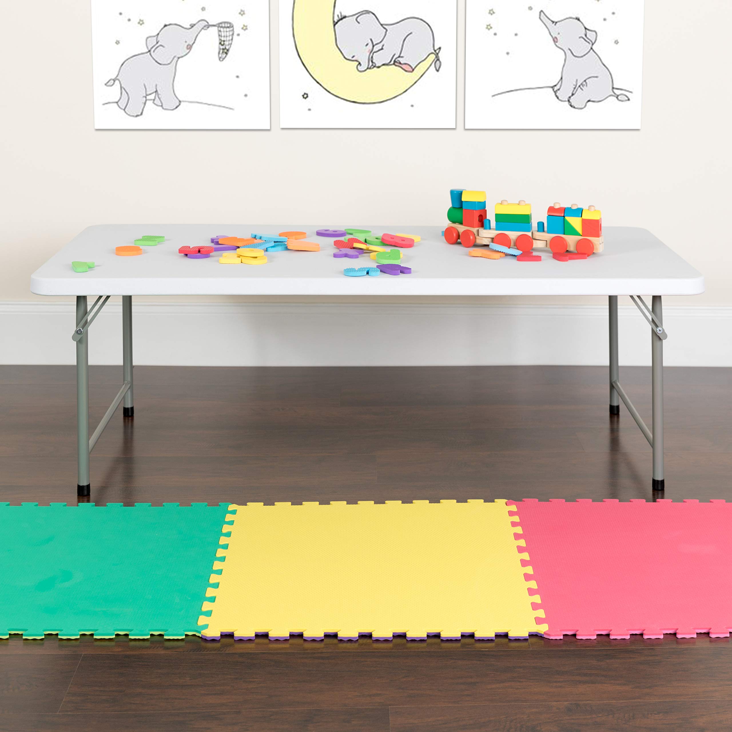 Classroom Essentials 4.93-Foot Kid's Granite White Plastic Folding Table