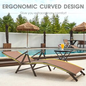 NATURAL EXPRESSIONS Outdoor Chaise Lounge Chairs Set of 2, Aluminum Patio Lounger Pool Furniture Adjustable Folding Recliner Chair for Beach, Backyard,Lawn,Poolside, 300 lbs