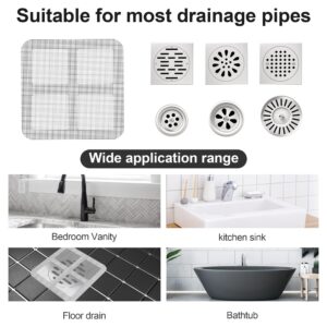 IURRDOP Disposable Shower Drain Cover Hair Catcher Mesh Stickers,50Pcs 4-Inch Disposable Floor Drain Stickers,Universal Sink Drain Cover for Human and Pet Hair - Ideal for Bathroom,Kitchen and Bathtub