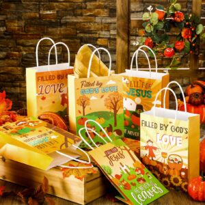 Motiskyy 30 Pcs Thanksgiving Day Gift Bags Religious Paper Bags with Handles Fall Gift Bags Fall Christian Jesus Treat Gift Bag for Harvest Party VBS Church Supplies Decoration, 8.3 x 5.9 x 3.2 Inch