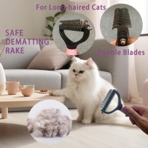 POSAPET Cat Brush Grooming Kit 6pcs - Cat Brushes for indoor Cats Shedding, Dog Brushes Kit for Small Dogs,Cat Brushes for Shedding for Long Haired Cats, Pet Self Cleaning Kit with Flea Comb Set Pink