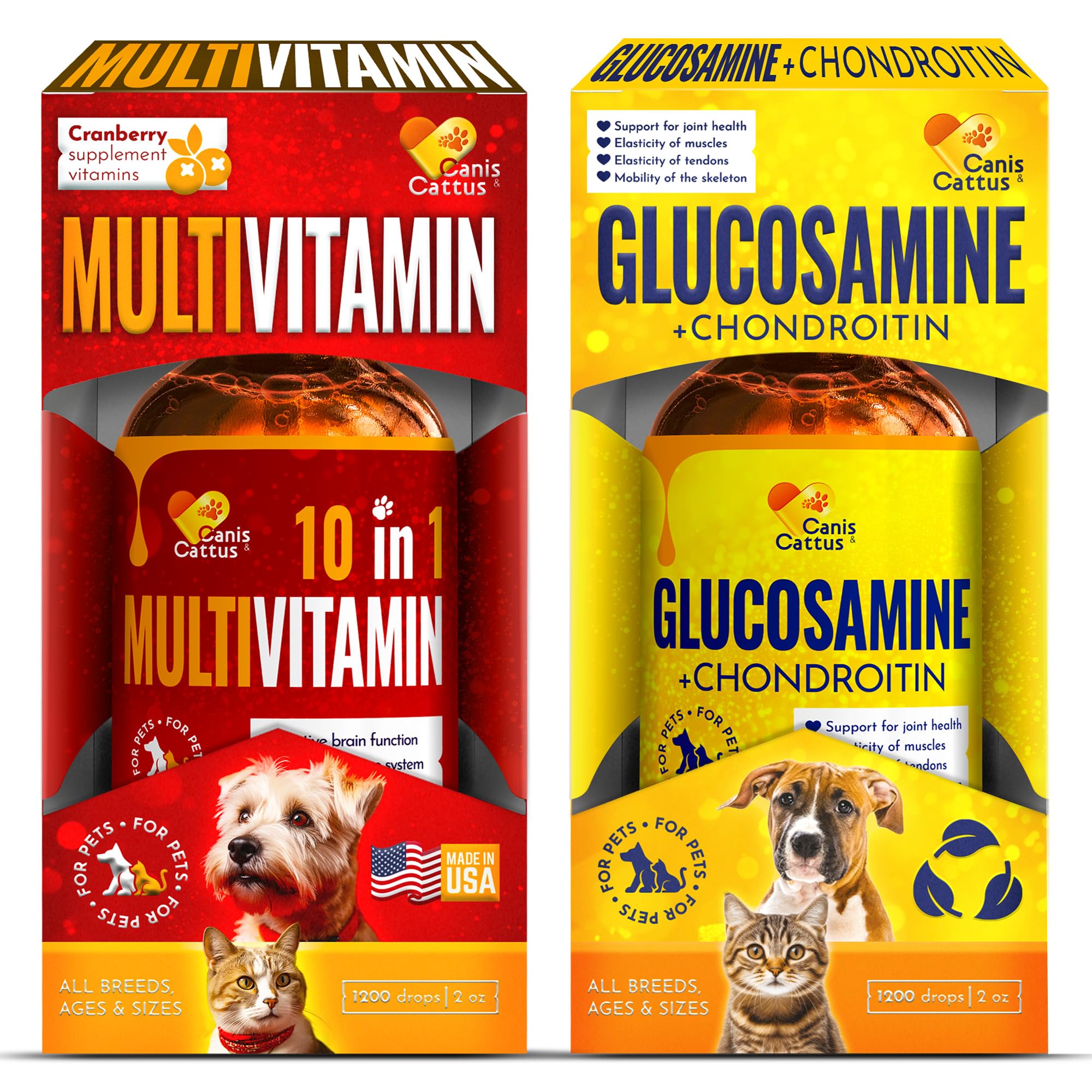 Cat Glucosamine | Dog Joint Supplement Liquid | Cat Vitamin | Dog Vitamin | Glucosamine for Cats and Dogs | Cats and Dog Vitamins and Supplements | Bundle