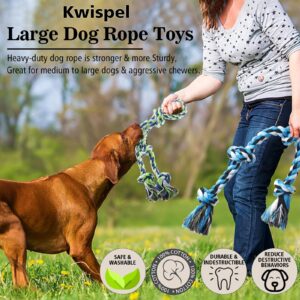 Kwispel Rope Toy for Dogs, 2 Pack Large Dog Rope Toys for Aggressive Chewers, Heavy Duty Dog Toys for Large Medium Breed, Indestructible Tough Rope Chew Toys Tug of War Dog Toy Teeth Cleaning