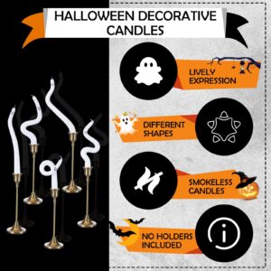 Conelist 5 Pack Halloween Ghost Candles Spiral Unscented White Candles Twisted Taper Candlesticks Halloween Decor Candle for Home Ghost Spooky Decor Halloween Party Dinner Table Birthday Decorations