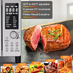 Nuwave Bravo Pro Smart 21QT Toaster Oven Air Fryer Combo, Convection Oven Countertop, 12 functions all in 1, with even & quick crisp technology, 50-450°F, 1800W, Stainless Steel