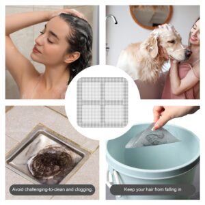 IURRDOP Disposable Shower Drain Cover Hair Catcher Mesh Stickers,50Pcs 4-Inch Disposable Floor Drain Stickers,Universal Sink Drain Cover for Human and Pet Hair - Ideal for Bathroom,Kitchen and Bathtub