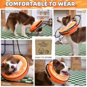 KOOLTAIL Inflatable Dog Cone Collar, Protective Dog Recovery E Collar for Medium Large Dogs After Surgery, Soft Adjustable Dog Neck Donut Cone with Enhanced Anti-Licking Does Not Impede Vision, L