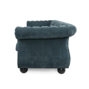 Merax 3-Seat Sofa with Wooden Legs and Tufted Backrest for Living Room, Blue