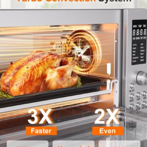 Nuwave Bravo Pro Smart 21QT Toaster Oven Air Fryer Combo, Convection Oven Countertop, 12 functions all in 1, with even & quick crisp technology, 50-450°F, 1800W, Stainless Steel