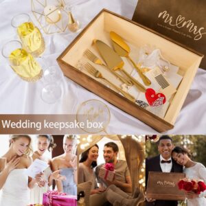 VARLKA Wedding Cake Knife and Server Set, Gold Mr and Mrs Champagne Flutes and Cake Cutting Set for Wedding Bridal Shower Gifts (Gold)